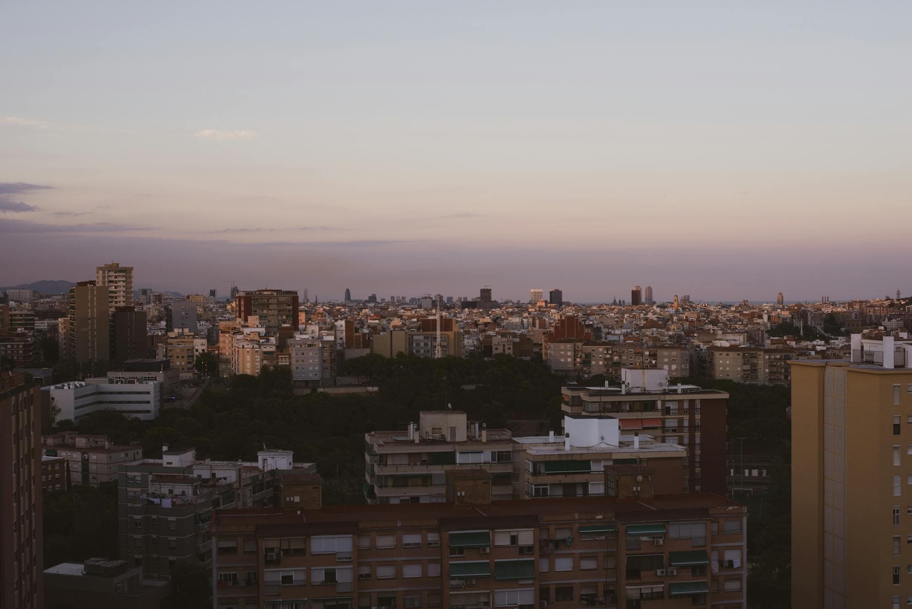 Barcelona rooftop at dusk